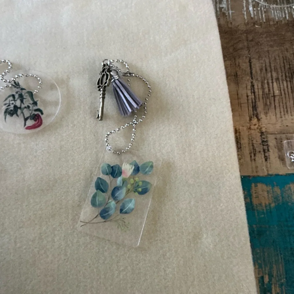 Set of 3 handmade rearview mirror hangars.  Chain is 10”